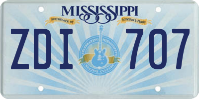 MS license plate ZDI707