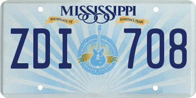 MS license plate ZDI708