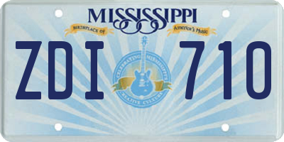 MS license plate ZDI710