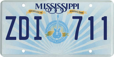 MS license plate ZDI711