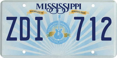 MS license plate ZDI712