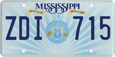 MS license plate ZDI715