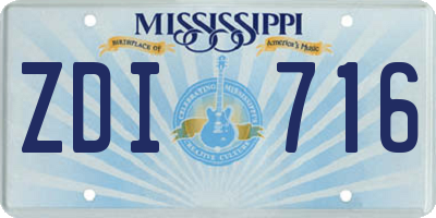 MS license plate ZDI716