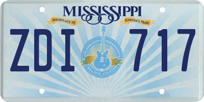 MS license plate ZDI717