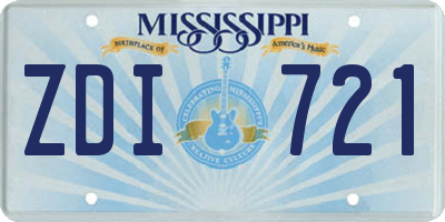 MS license plate ZDI721