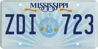 MS license plate ZDI723