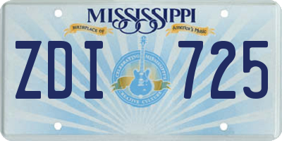 MS license plate ZDI725