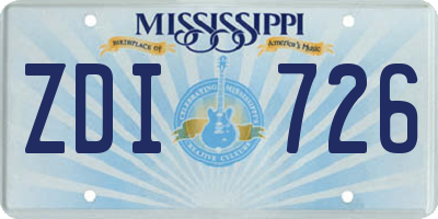 MS license plate ZDI726