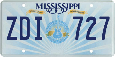 MS license plate ZDI727
