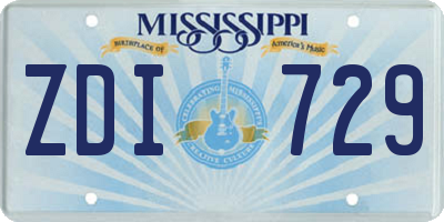 MS license plate ZDI729