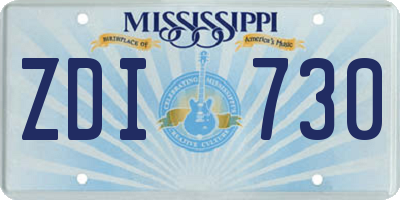 MS license plate ZDI730