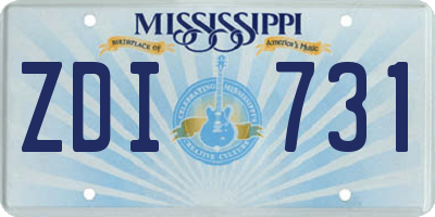 MS license plate ZDI731