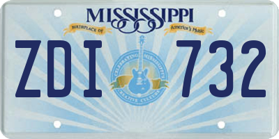 MS license plate ZDI732