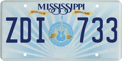 MS license plate ZDI733