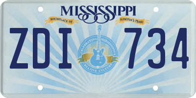 MS license plate ZDI734