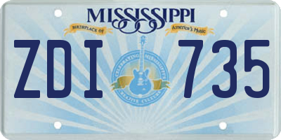 MS license plate ZDI735
