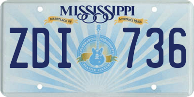 MS license plate ZDI736