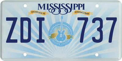 MS license plate ZDI737