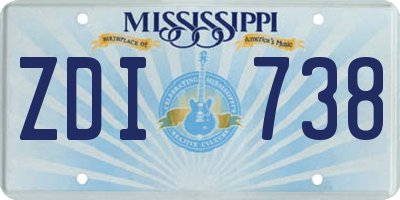 MS license plate ZDI738