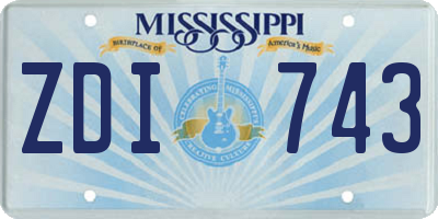 MS license plate ZDI743