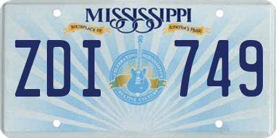 MS license plate ZDI749