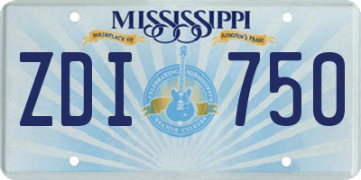 MS license plate ZDI750