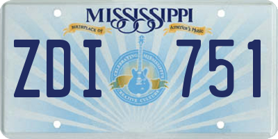 MS license plate ZDI751