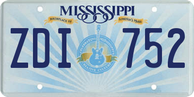 MS license plate ZDI752