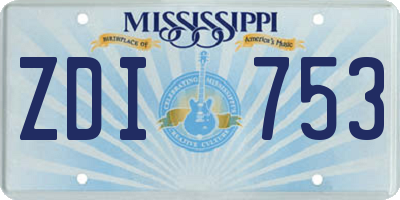 MS license plate ZDI753