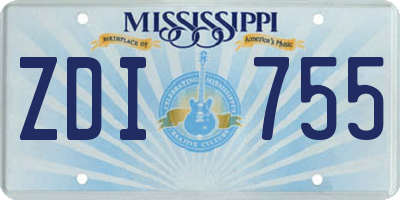 MS license plate ZDI755