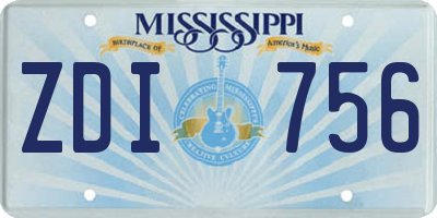 MS license plate ZDI756