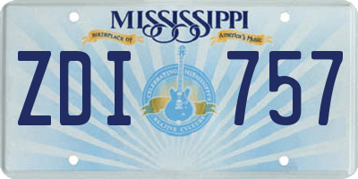 MS license plate ZDI757