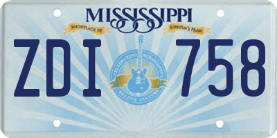 MS license plate ZDI758