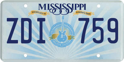 MS license plate ZDI759