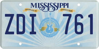 MS license plate ZDI761