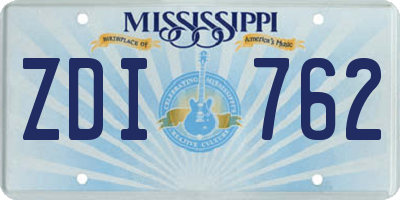 MS license plate ZDI762