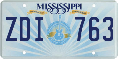 MS license plate ZDI763