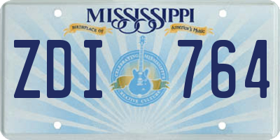 MS license plate ZDI764