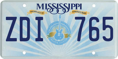 MS license plate ZDI765