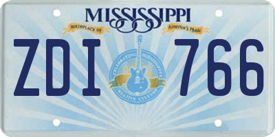 MS license plate ZDI766