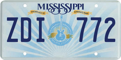 MS license plate ZDI772