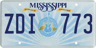 MS license plate ZDI773