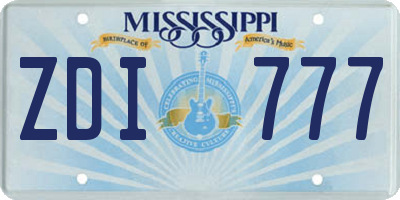MS license plate ZDI777