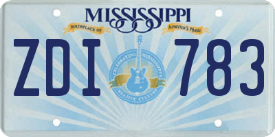 MS license plate ZDI783