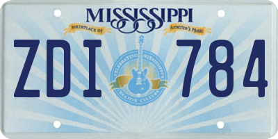 MS license plate ZDI784