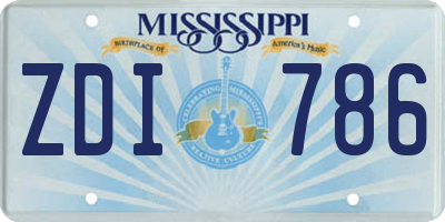 MS license plate ZDI786