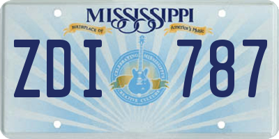 MS license plate ZDI787