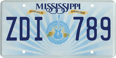 MS license plate ZDI789