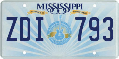 MS license plate ZDI793