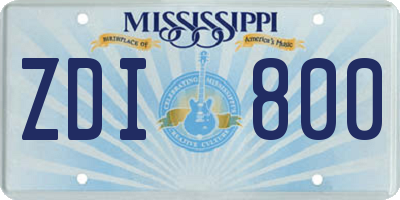 MS license plate ZDI800
